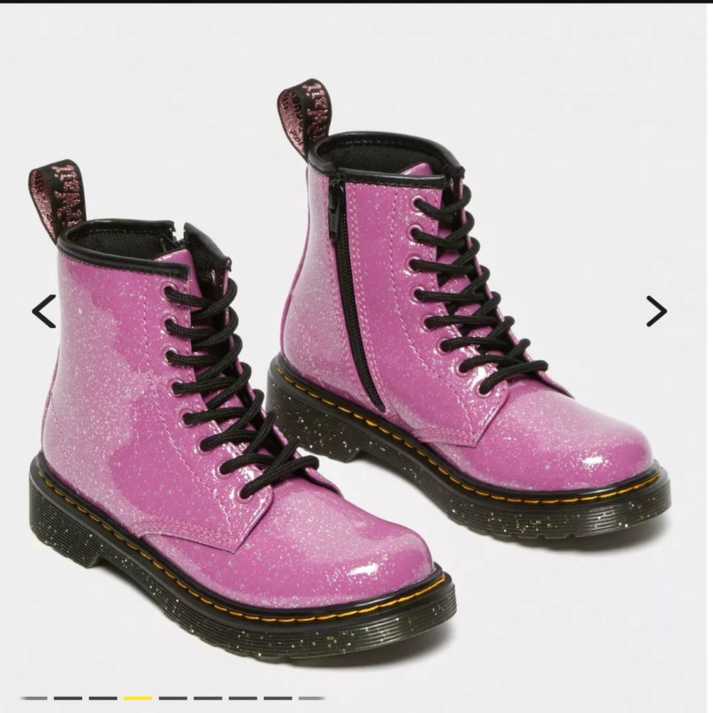 Dr.Martens Iconic 1460 Sparkly Color-Shifting Glitter Junior Boots In Pink Color - Picture 2 of 14